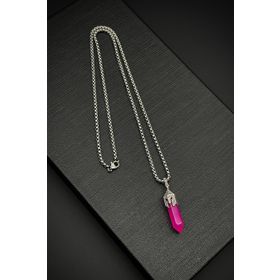 FRNCH FRJ30713-813-P Pembe Doğal Taş Erkek Kolye