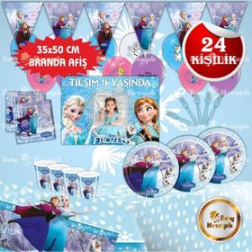 Frozen Elsa Karlar Ülkesi Afişli 24 Kişilik Doğum Günü Parti Malzemeleri Seti