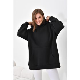 Ftz Women 10000 Siyah 3 İp Şardonlu Kapüşonlu Kadın Sweatshirt