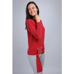 Ftz Women 20-570 Kırmızı Kadın Önü İncili Bluz
