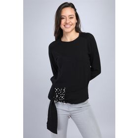 Ftz Women 20-570 Siyah Kadın Önü İncili Bluz