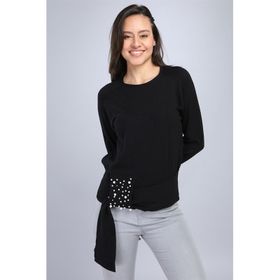 Ftz Women 20-570 Siyah Kadın Önü İncili Bluz