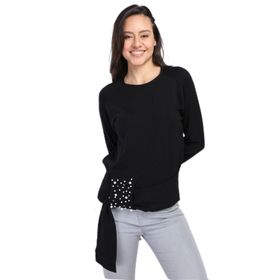 Ftz Women 20-570 Siyah Kadın Önü İncili Bluz