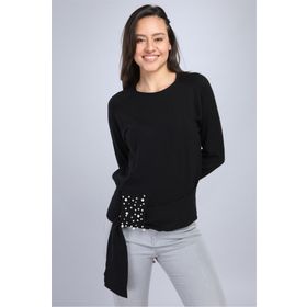 Ftz Women 20-570 Siyah Kadın Önü İncili Bluz