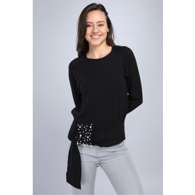 Ftz Women 20-570 Siyah Kadın Önü İncili Bluz