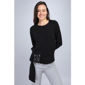 Ftz Women 20-570 Siyah Kadın Önü İncili Bluz