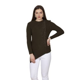 Ftz Women 20-584 Haki Asimetrik Kesim Kadın Triko