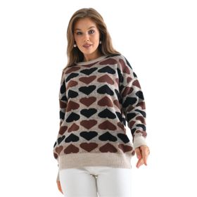 Ftz Women 20028 Taş Kadın Kalp Desenli Bluz