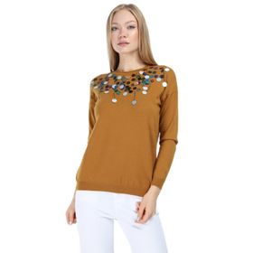 Ftz Women 21-1111 Safran Pul Detaylı Kadın Triko