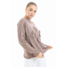 Ftz Women 21-1171 Beige Kadın Yazı Detay Salaş Tunik