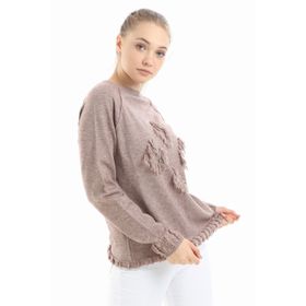 Ftz Women 21-1171 Beige Kadın Yazı Detay Salaş Tunik