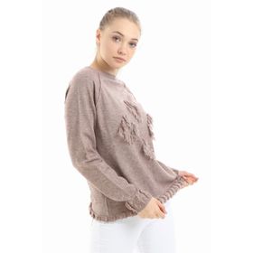 Ftz Women 21-1171 Beige Kadın Yazı Detay Salaş Tunik