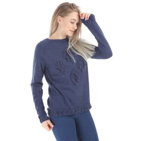 Ftz Women 21-1171 İndigo Kadın Yazı Detay Salaş Tunik