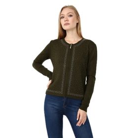 Ftz Women 21-1351 Haki Ön Taş Detay Kadın Hırka