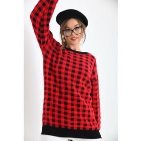 Ftz Women 21-6334 Siyah Kadın Kare Desen Bluz