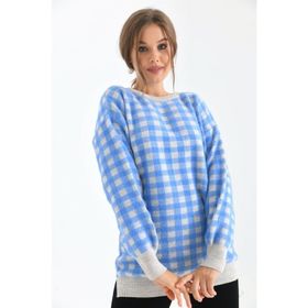 Ftz Women 21-6334 Taş Kadın Kare Desen Bluz