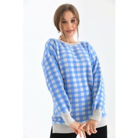 Ftz Women 21-6334 Taş Kadın Kare Desen Bluz