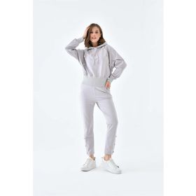 Ftz Women 30640 İki İp Düğme Detaylı Gri Kadın Takım