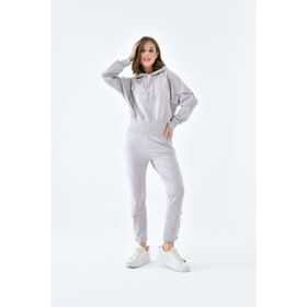Ftz Women 30640 İki İp Düğme Detaylı Gri Kadın Takım