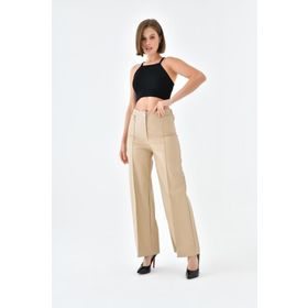 Ftz Women Beige 30634 Kadın Deri Pantolon