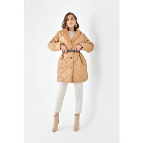 Ftz Women Camel RBN4067 Kadın Kürk Detay Kaban
