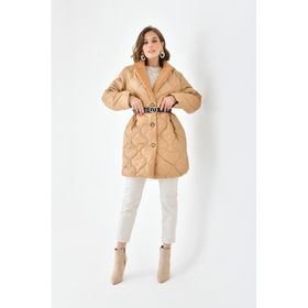 Ftz Women Camel RBN4067 Kadın Kürk Detay Kaban