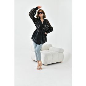 Ftz Women Siyah 30738 Kadın Desenli Organze Kap