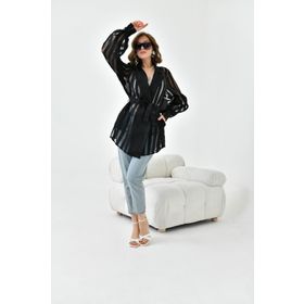 Ftz Women Siyah 30738 Kadın Desenli Organze Kap