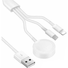 Fuchsia 3 in 1 Lightning-type-c-wireless Usb Şarj Kablosu Akıllı Saat ve Telefon Şarj Kablosu