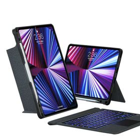Fuchsia Apple iPad 10.2 2021 9.Nesil Uyumlu Touch Pad Bluetooth Klavyeli Standlı Mıknatıslı Kılıf