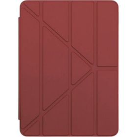 Fuchsia Apple iPad Air 10.9 2020 Tri Folding Kalemlikli Smart Standlı Bordo Kılıf