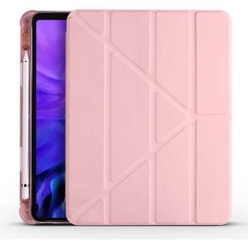 Fuchsia Apple iPad Air 10.9 2022 5. Nesil Uyumlu Kalemlikli Katlanabilen Standlı Akıllı Gri Tablet Kılıfı