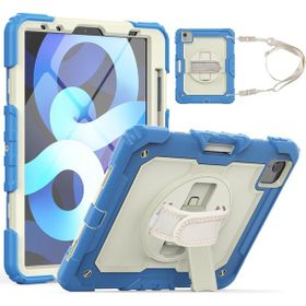 Fuchsia Apple iPad Air 10.9 2022 5. Nesil Uyumlu Strap Ekran Koruyuculu Kalemlikli 360° Döner Tablet Kılıfı