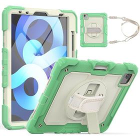 Fuchsia Apple iPad Air 10.9 2022 5. Nesil Uyumlu Strap Ekran Koruyuculu Kalemlikli 360° Döner Tablet Kılıfı