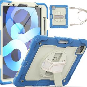 Fuchsia Apple iPad Air 10.9 2022 5. Nesil Uyumlu Strap Ekran Koruyuculu Kalemlikli 360° Döner Tablet Kılıfı