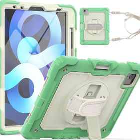 Fuchsia Apple iPad Air 10.9 2022 5. Nesil Uyumlu Strap Ekran Koruyuculu Kalemlikli 360° Döner Tablet Kılıfı