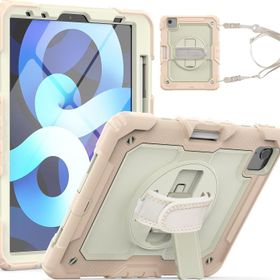 Fuchsia Apple iPad Air 10.9 2022 5. Nesil Uyumlu Strap Ekran Koruyuculu Kalemlikli 360° Döner Tablet Kılıfı