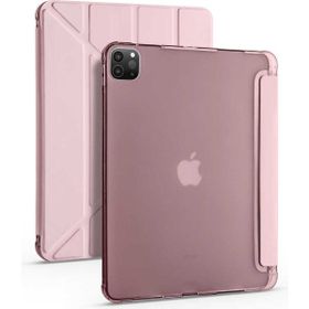 Fuchsia Apple iPad Pro 11 2021 3. Nesil Uyumlu Kalemlikli Premium Standlı Katlanabilir Uyku Modu Özellikli Rose Gold Tablet Kılıfı