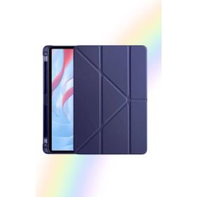 Fuchsia Galaxy Tab Lacivert A11 8.7 Inç ile Uyumlu Kalem Bölmeli Akıllı Trifolding Tablet Kılıfı