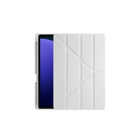 Fuchsia Galaxy Tab S10 Plus Uyumlu 12.4 inç Akıllı Kalem Bölmeli Standlı Tri Folding Smart Gri Kılıf