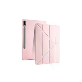 Fuchsia Galaxy Tab S10 Plus Uyumlu 12.4 inç Akıllı Kalem Bölmeli Standlı Tri Folding Smart Gri Kılıf
