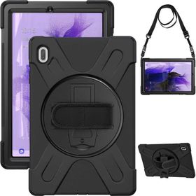 Fuchsia Galaxy Tab S7 FE LTE Uyumlu 360° Dönebilen Standlı Sağlam El-Omuz Askılı Defender Tablet Kılıfı
