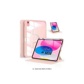 Fuchsia iPad 11. Nesil A16 2025 Uyumlu 360 Dönebilen Yatay Dikey Standlı Pino Siyah Tablet Kılıfı