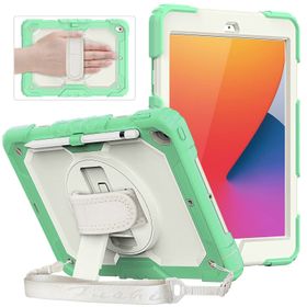 Fuchsia iPad 2019/2020 10.2'' 7. 8. Nesil Strap Kalemlikli Tablet Kılıfı Darbeye Dayanıklı Askılı 360° Kılıf
