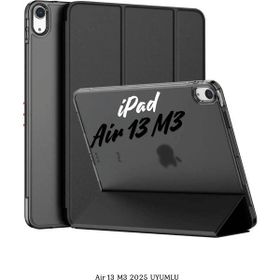 Fuchsia iPad Air 13 2025 M3 Çip Uyumlu Standlı Katlanabilir Smart Cover Siyah Tablet Kılıfı