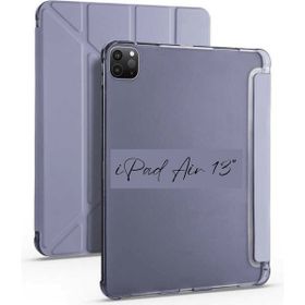 Fuchsia iPad Air 13 inç M2 Çipli Uyumlu Kalem Bölmeli Akıllı Trifolding Mor Tablet Kılıfı