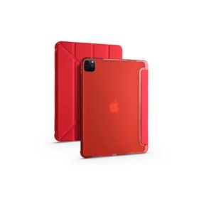 Fuchsia iPad Pro 12.9 2021 5. Nesil Uyumlu Kalemlikli Standlı Katlanabilir Uyku Modu Özellikli Tablet Kılıfı