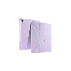 Fuchsia iPad Pro 13 2024 Uyumlu Kalem Bölmeli Akıllı Uyku Modlu Trifolding A2925/A2926 Kırmızı Tablet Kılıfı