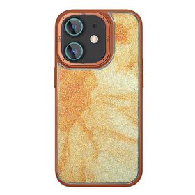 Fuchsia İphone 11 İle Uyumlu Hbc-201 Salvador Simli Kahverengi Kapak
