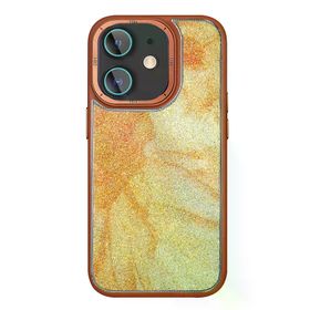 Fuchsia İphone 11 İle Uyumlu Hbc-201 Salvador Simli Kahverengi Kapak